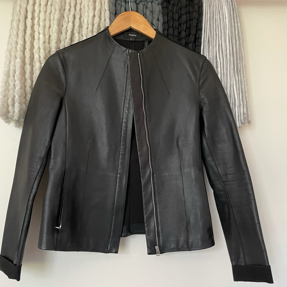 Theory Black Leather Jacket